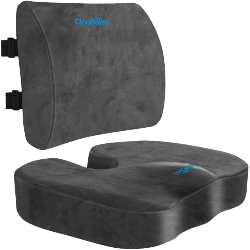 CloudBliss Ergonomic Seat Cushion & Lumbar Support Pillow Set by CloudBliss