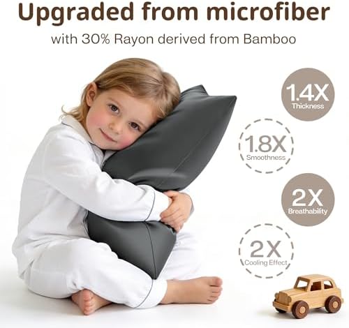 MR&HM 13"x18" Travel Pillowcase 2 Pack, Cooling & Breathable, Dark Grey - Image 3