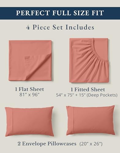 LANE LINEN Full Sheet Set 100% Organic Cotton 4pc Percale Soft - Image 4
