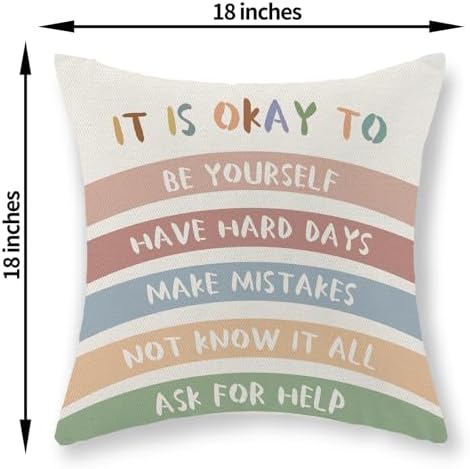 Boho Classroom Pillow Covers 18x18 Inch Set of 2 Preppy Throw Pillows Aesthetic - Image 6