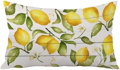 Spring Summer Yellow Lemon Pillow Cover 12x20, Lemon Home Decor, Farmhouse by towelsbagnotebook