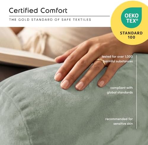 Nestl Reading Pillow for Bed, Back Pillow for Sitting Up in Bed, Sage Green - Image 5