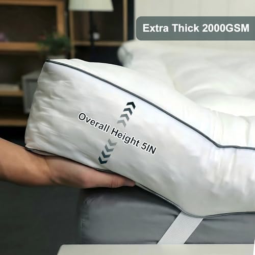5 Inch Memory Foam Mattress Topper King, 2000 GSM Fill Pillow Top - Image 7
