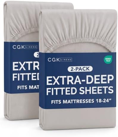 CGK Linens 2 Pack Extra Deep Twin Fitted Sheets by CGKUnlimited
