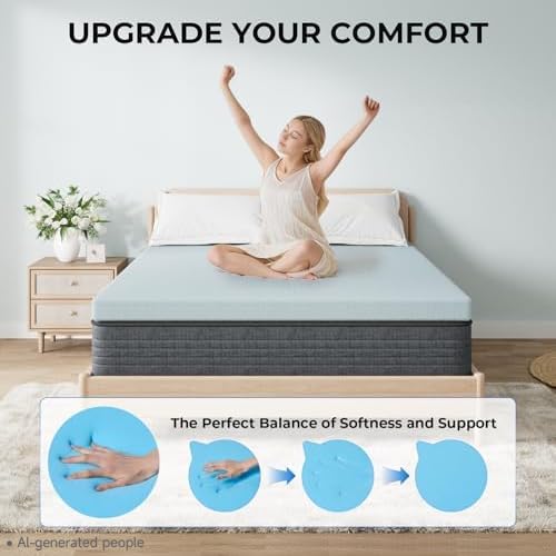 OhGeni3 Inch Cooling Queen Size Gel Memory Foam Mattress Topper Pad, Soft Bed - Image 2