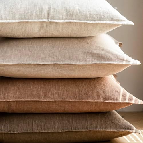 Foindtower Linen Solid Decorative Throw Pillow Covers 16x16 Light Brown - Image 5