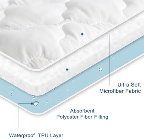 Queen Mattress Pad, Queen Mattress Protector Waterproof Quilted - Image 3