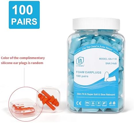 LYSIAN 35dB SNR Slim Foam Ear Plugs, Small Ear Canals, 100 Pairs, Lake Blue - Image 2