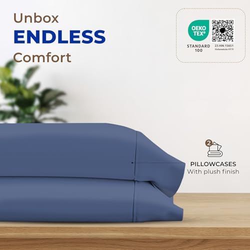 THREAD SPREAD 100% Egyptian Cotton Pillow Cases Queen Size Set of 2 Luxury 1000 - Image 3