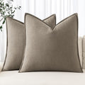 MIULEE Decorative Linen Euro Sham Pillow Covers 24x24 Inch Tan Taupe by MIULEE