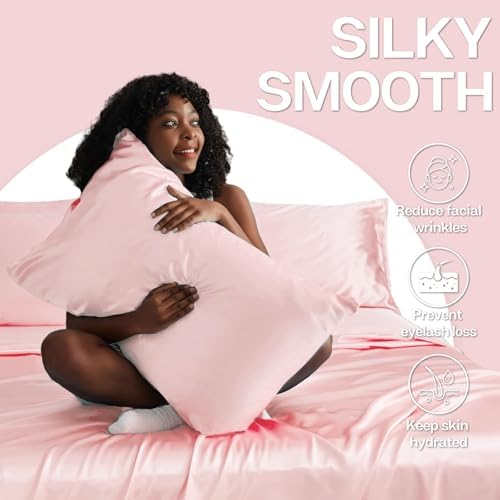 MR&HM Satin Pillowcase 2 Pack, King Size 20"x36", Light Pink - Image 3