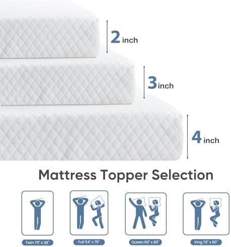 DUMOS 2 Inch Full Memory Foam Mattress Topper Pad - Image 3