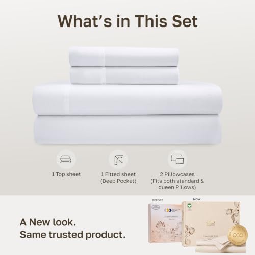 California Design Den 100% Organic Cotton Queen Sheets, Bright White - Image 3