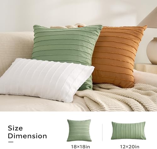JELLYMONI Light Green Striped Tufted Pillowcases 12"x 20" - Image 5