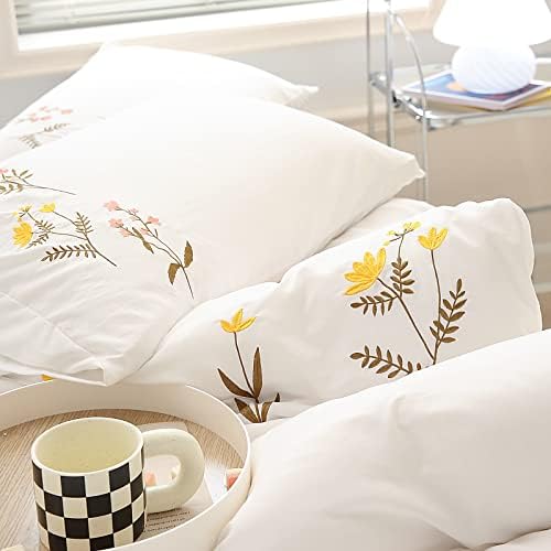 Move Over Embroidered Floral Pillowcases King Size Set of 2, Soft Microfiber - Image 5