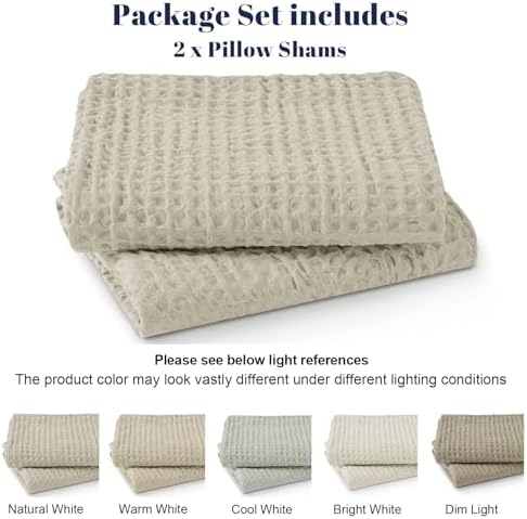 PHF Ultra Soft Waffle Pillow Shams Cal King 20"x40", No Insert - Image 5