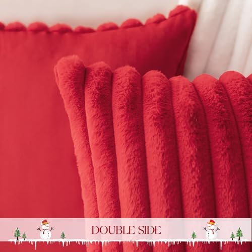 MOSAYT Faux Fur Pillow Covers 18x18 Set of 2, Ultra Soft Fluffy Striped Modern - Image 5