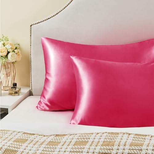 BEDELITE Satin Pillowcases, Small King 20x36 Inch, Hot Pink - Image 7