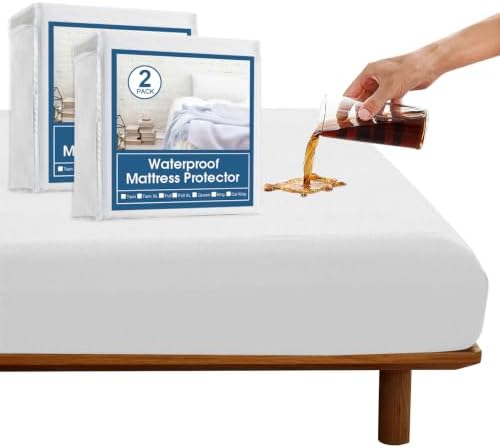 Twin Extra Long Mattress Protector Waterproof Pad Cover, 2 Pack by SpringspiritBedding