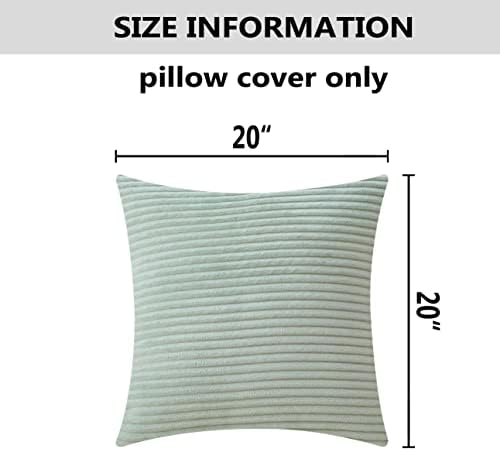 Home Brilliant Pillow Covers Green 20x20 Super Soft Striped Velvet Throw Pillows - Image 5