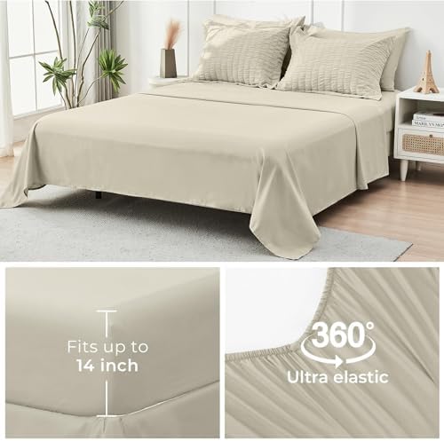 HYMOKEGE Light Linen Twin Comforter Set Seersucker 5 Pieces, All Season Luxury - Image 5
