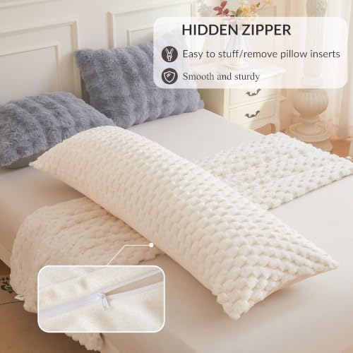 XeGe Luxury Bubble Fluffy Faux Rabbit Fur Body Pillow Cover 20x54 - Image 5