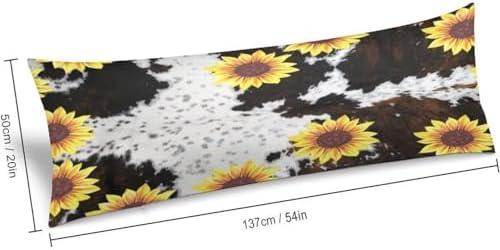 Brown Cow Sunflower Print Body Pillow Cover Pillowcase - Image 2