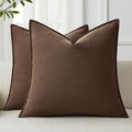 decorUhome Fall Brown Linen Throw Pillow Covers 18x18 Set of 2 by decorUhome