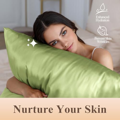 Silk Like Satin Pillowcase Queen Size, Sage Green, 2 Pack, 20x30 Inches - Image 4