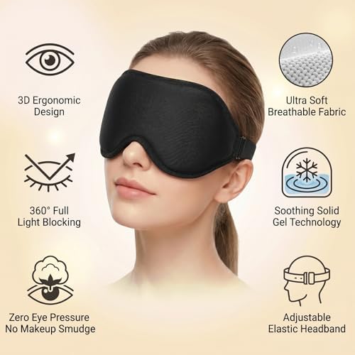 3D Cooling Gel Eye Mask for Migraines and Puffy Eyes, Cold/Heat Therapy for Dry - Image 2