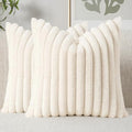 MIULEE Faux Fur Decorative Euro Sham Pillow Covers 24x24 Beige 2 Pack by MIULEE