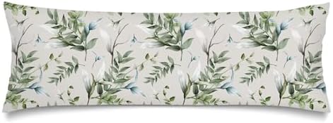 Floral Spring Long Pillow Cases Vintage Wild Flowers Leaves Sage Green Lumbar by Unknown