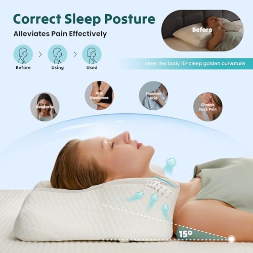 Sweetcrispy Cervical Pillow for Neck Pain Relief, Cooling Memory Foam - Image 6