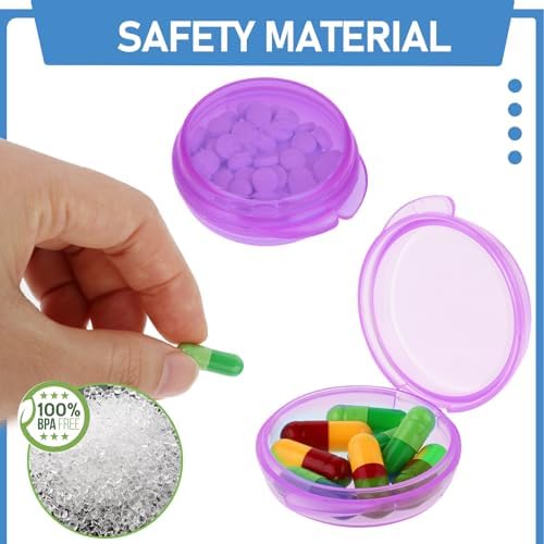 4 Pcs Mini Pill Organizer Small Pill Box Cute Portable Pill Case, 4 Purple - Image 5