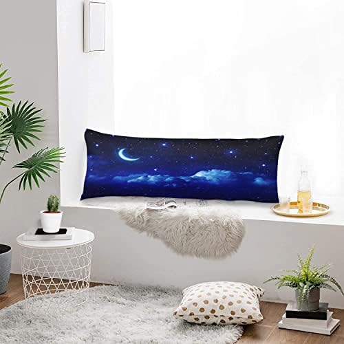 Blue Body Pillow Cover Dark Night Cloud Star Sky Moon Nebula Galaxy Stars - Image 3