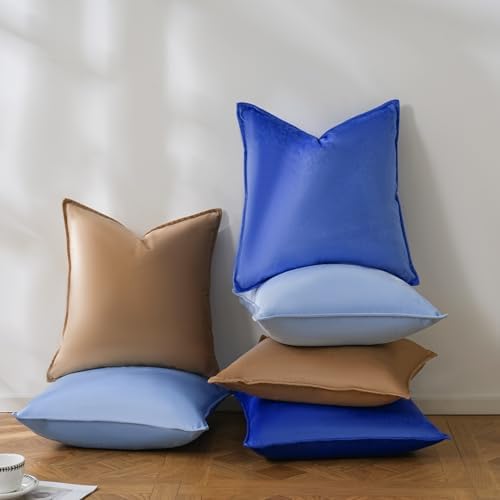 JIAHANNHA Velvet Khaki Throw Pillow Covers 20”x20”Pack of 2 Soft Decorative - Image 5