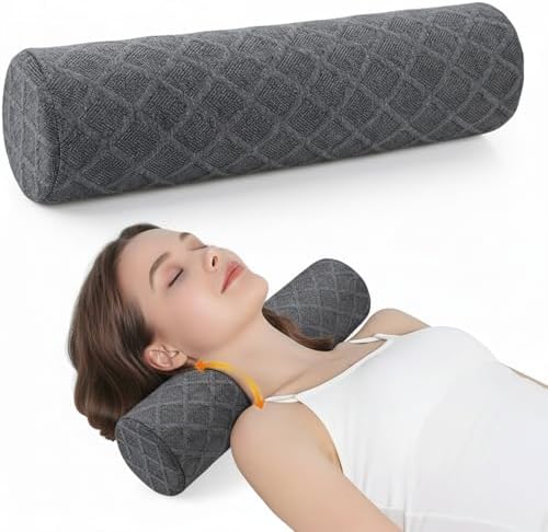3.9" Small Neck Roll Memory Foam Pillow Cylinder, Detachable Cover by Unknown