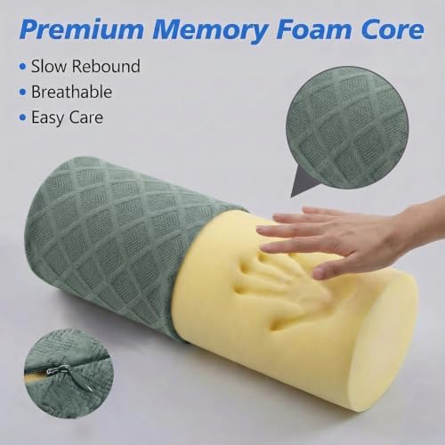 4.7" Small Neck Roll Memory Foam Pillow Cylinder, Detachable Cover - Image 5