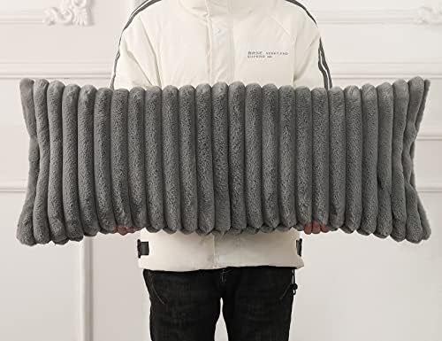 PANOD Faux Fur Decorative Lumbar Throw Pillow Covers 16 x 36, Plush Long Boho by PANOD