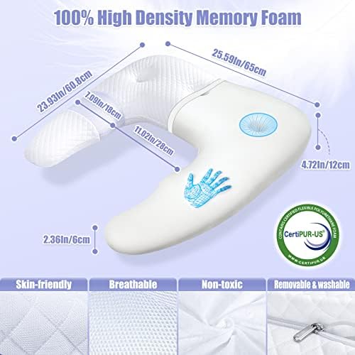 SAHEYER Side Sleeper Pillows for Adults, U Shaped Body Pillow for Pain Relief - Image 2