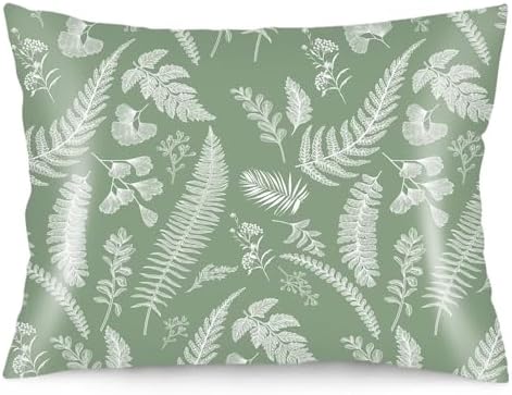 Satin Pillowcase for Hair and Skin, Sage Green Throw Pillow Cover 20"x26" Silk by Unknown