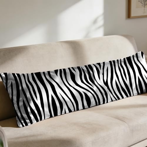 Black and White Body Cooling Pillow Cases Cover, Zebra Print Animal Print Body - Image 7