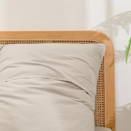 BESTOUCH Washed Cotton Pillowcases Linen Feel Linen Grey Euro - Image 2