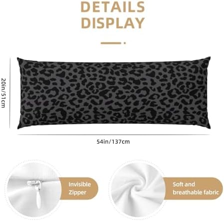 Black Leopard Cheetah Body Pillowcase, Long Pillow Cover 20"x54" Soft - Image 3