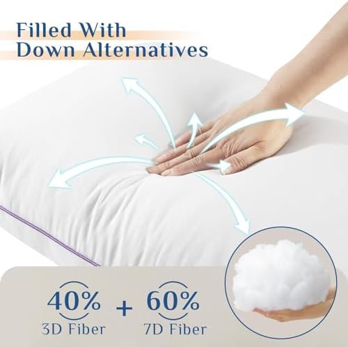 JOLLYVOGUE Pillows Standard Size Set of 6, Washable Supportive 6 Pack Bed - Image 3