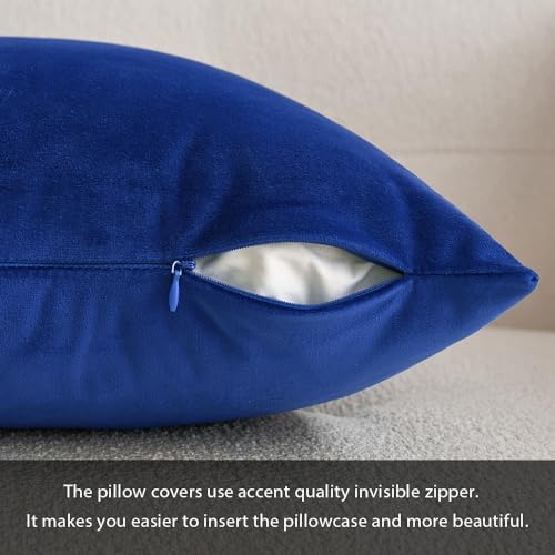 MIULEE Velvet Throw Pillow Covers 20x20 Inch Pack of 2 Royal Blue - Image 3