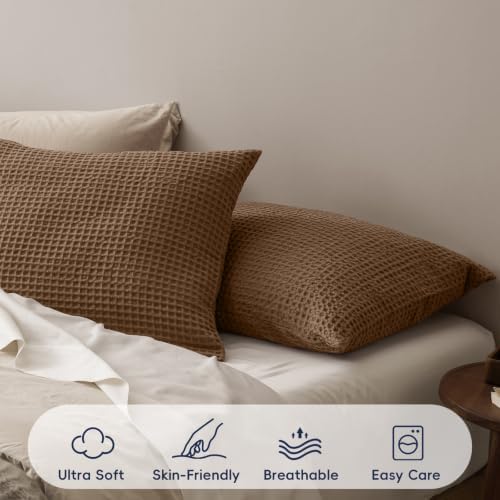 PHF Ultra Soft Waffle Pillow Shams King Size 20"x36", No Insert - Image 3