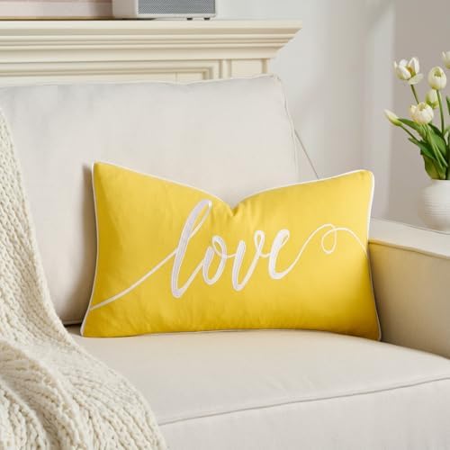 Sanmetex Decorative Love Soft Lumbar Pillow Cover 12x20 Inch Yellow - Image 6