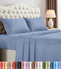 Full Sheets Set, 4 Pieces 16" Deep Pocket Hotel Luxury Sheets, Heather Navy by UTOPIABEDDING