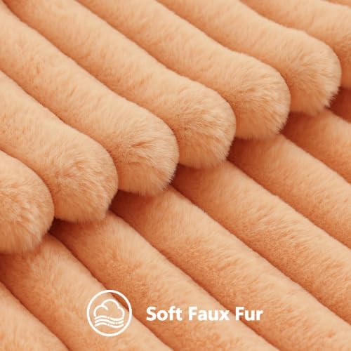 decorUhome Fall Faux Fur Throw Pillow Covers 18x18 Set of 2 Light Orange - Image 3